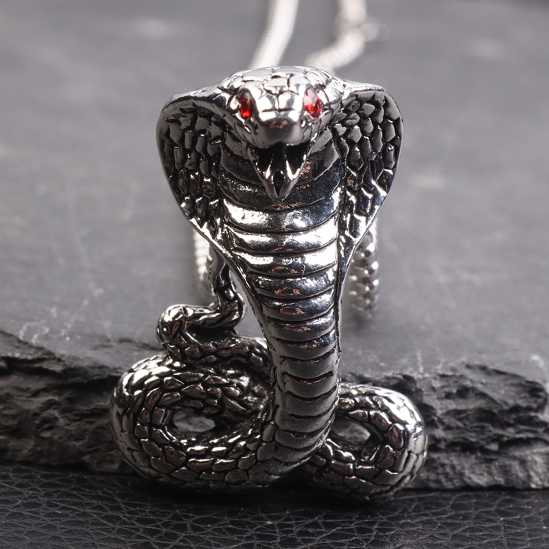 Punk python cobra riipus kaulakoru miehille ruostumaton teräs villapaita kaulakoru biker korut