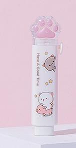 Gomme Portable Kawaii, propre sans miettes, chat, papeterie Kawaii, fournitures scolaires pour enfants: WHITE