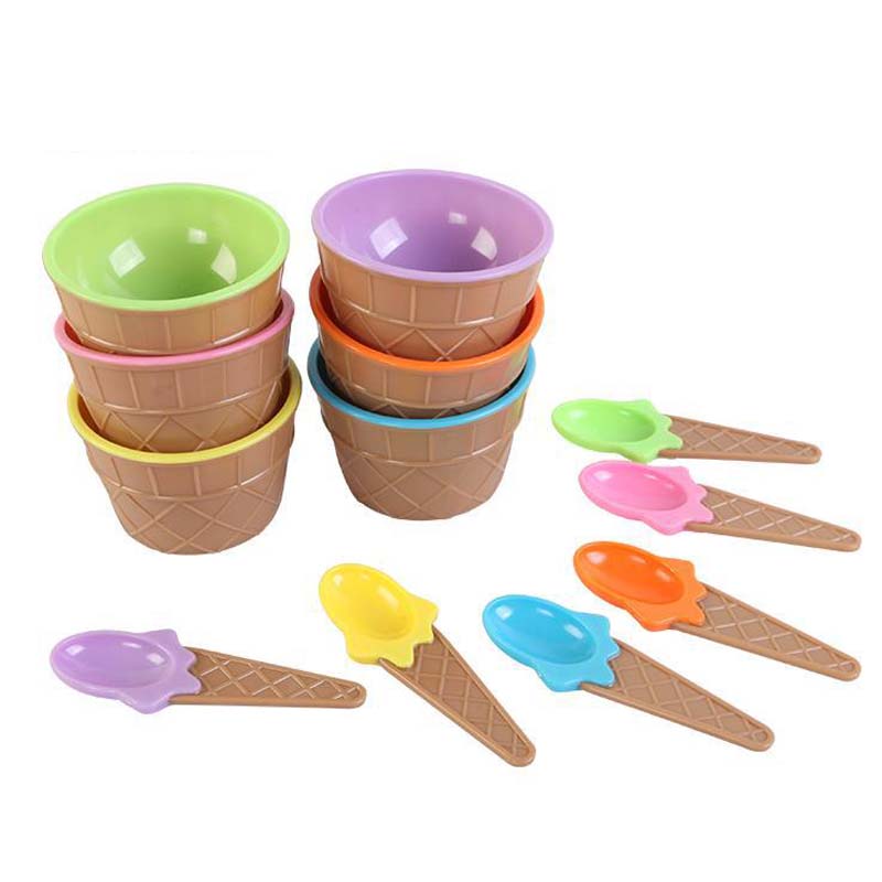 Baby Kids Ice Cream Cup Spoon Set Durable ICE Cream Cup KIds Couples Tubs Lovely Dessert Cup