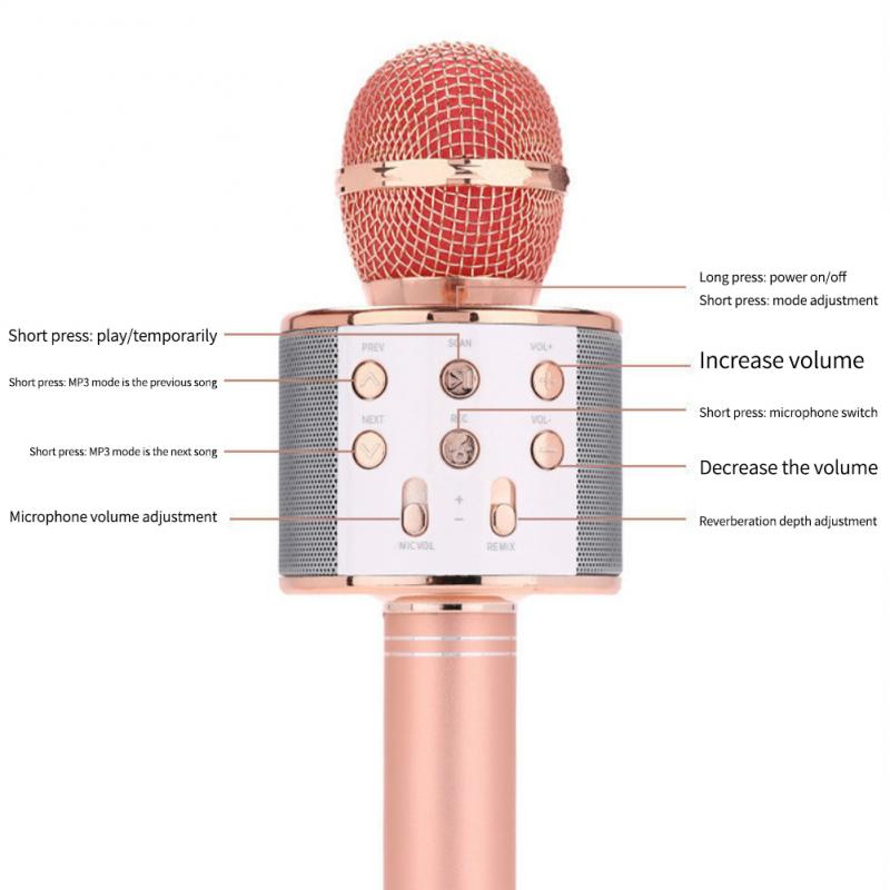 WS858 Handheld Microfoon Bluetooth-Compatibele Draagbare Karaoke Microfoon Professionele Spreker Home Ktv Voor Muziekspeler Mic