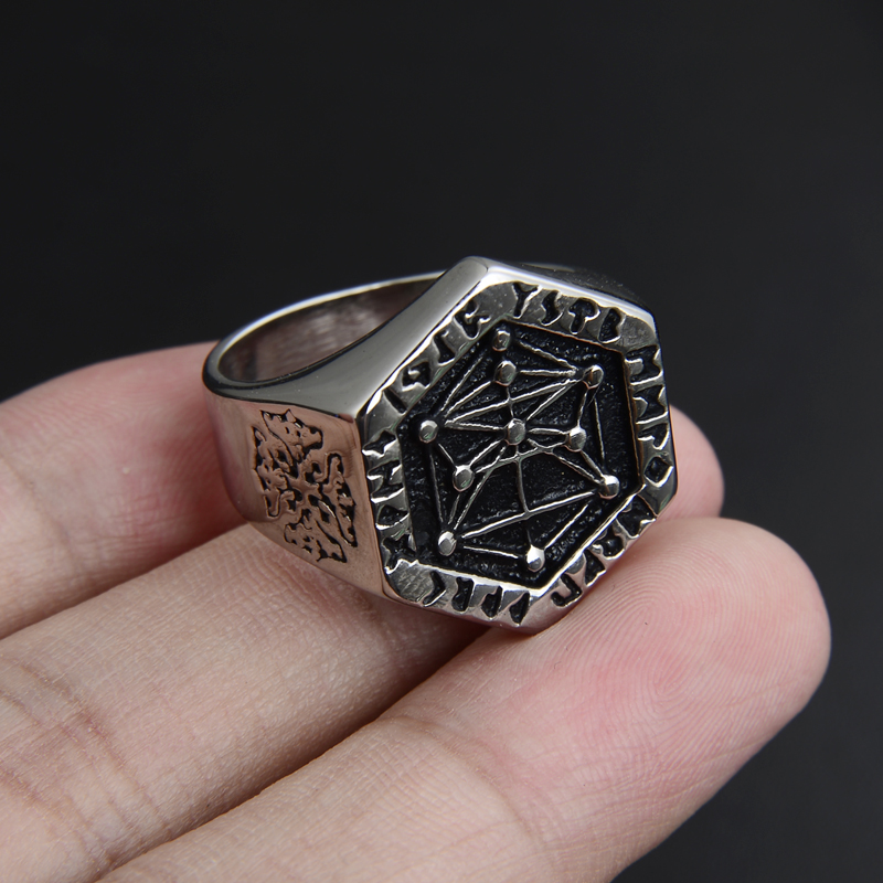 Stainless Steel Rings for man Nordic mythology Viking Rune Index Ring Gold Color Ring jewelry