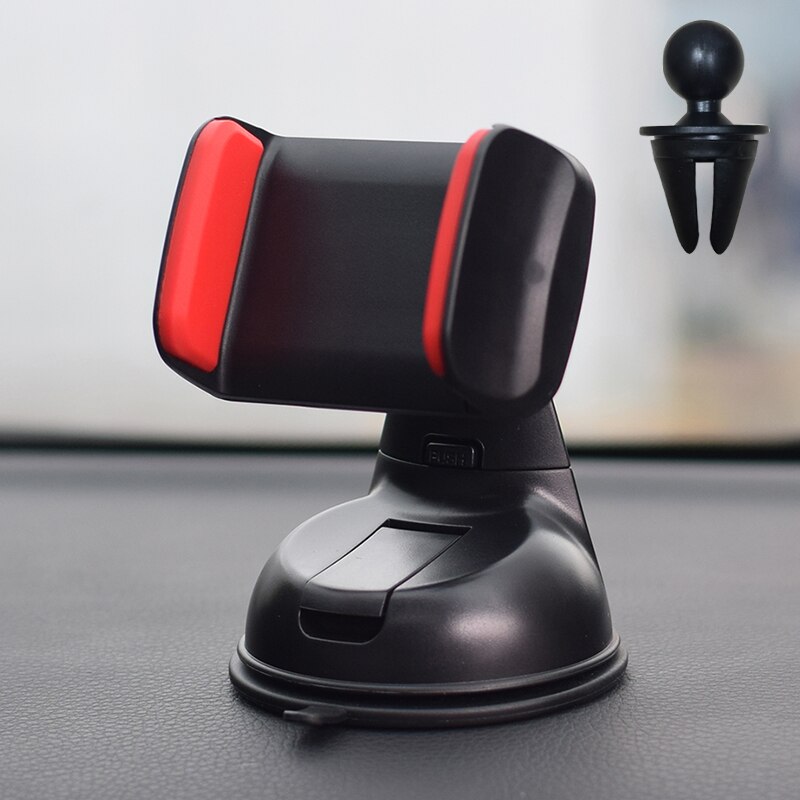 Universele autohouder voor telefoon in de auto, luchtroosterclip, voorruitzuignap, mobiele telefoonhouder, gps-standaard voor iphone 11, samsung: Rood