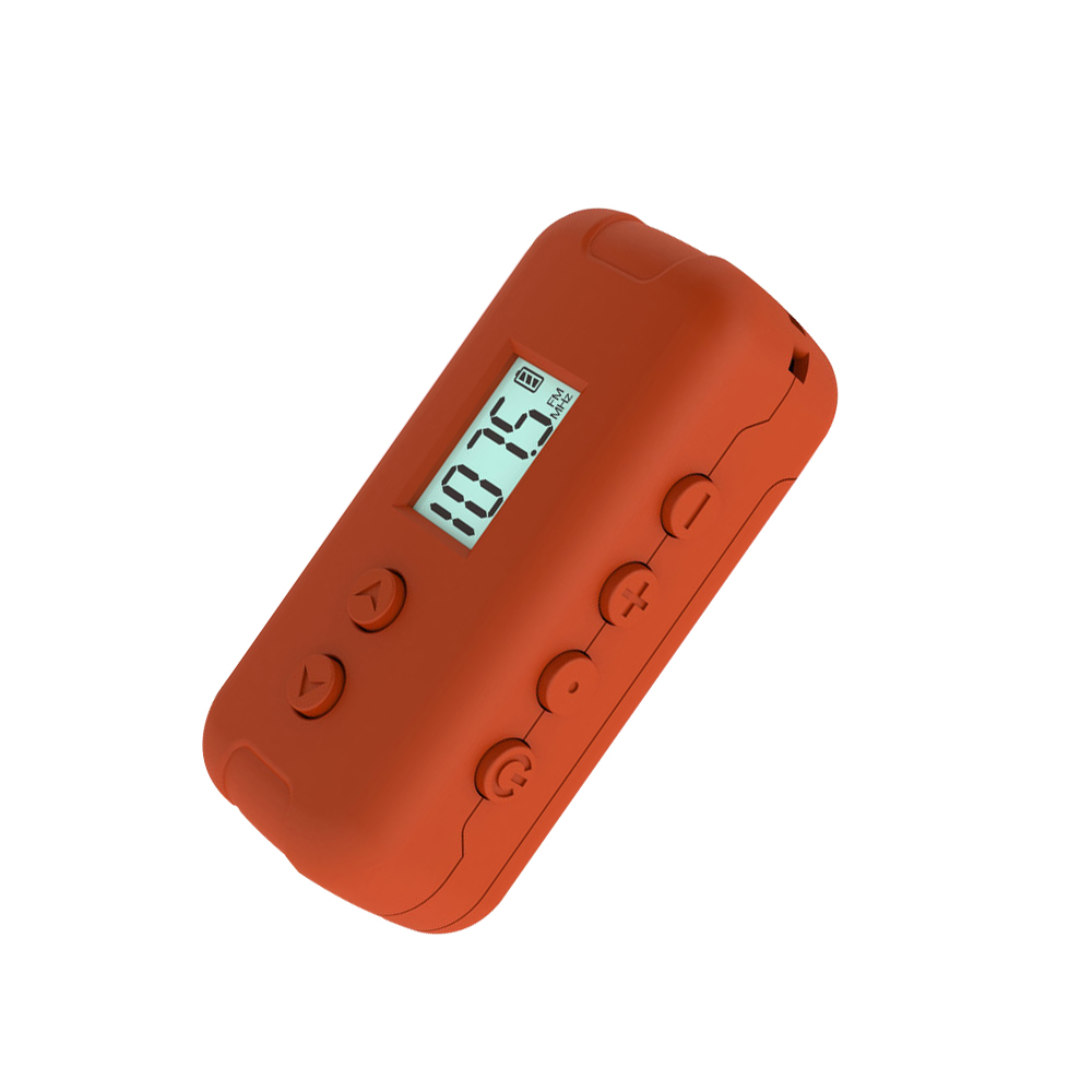 Ricevitore radio portatile 50-108MHZ radio FM tascabile con display LCD Display dell'ora degli auricolari da 3,5 mm Mini radio con cordino: Arancione