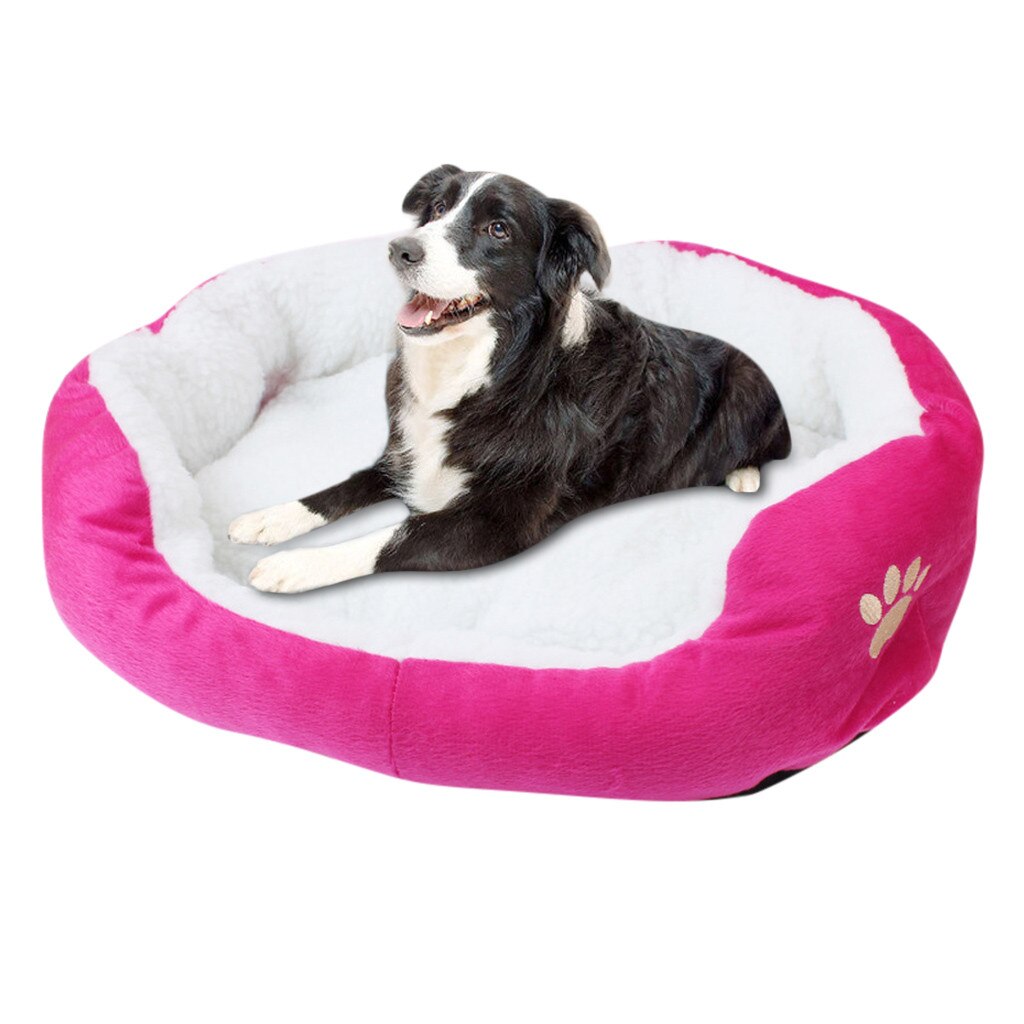 Pet Dog Puppy Cat Fleece Warm Bed House Pluche Cozy Nest Mat Pad Slapen Nest Fleece Slapen Nest #9898: Hot Pink