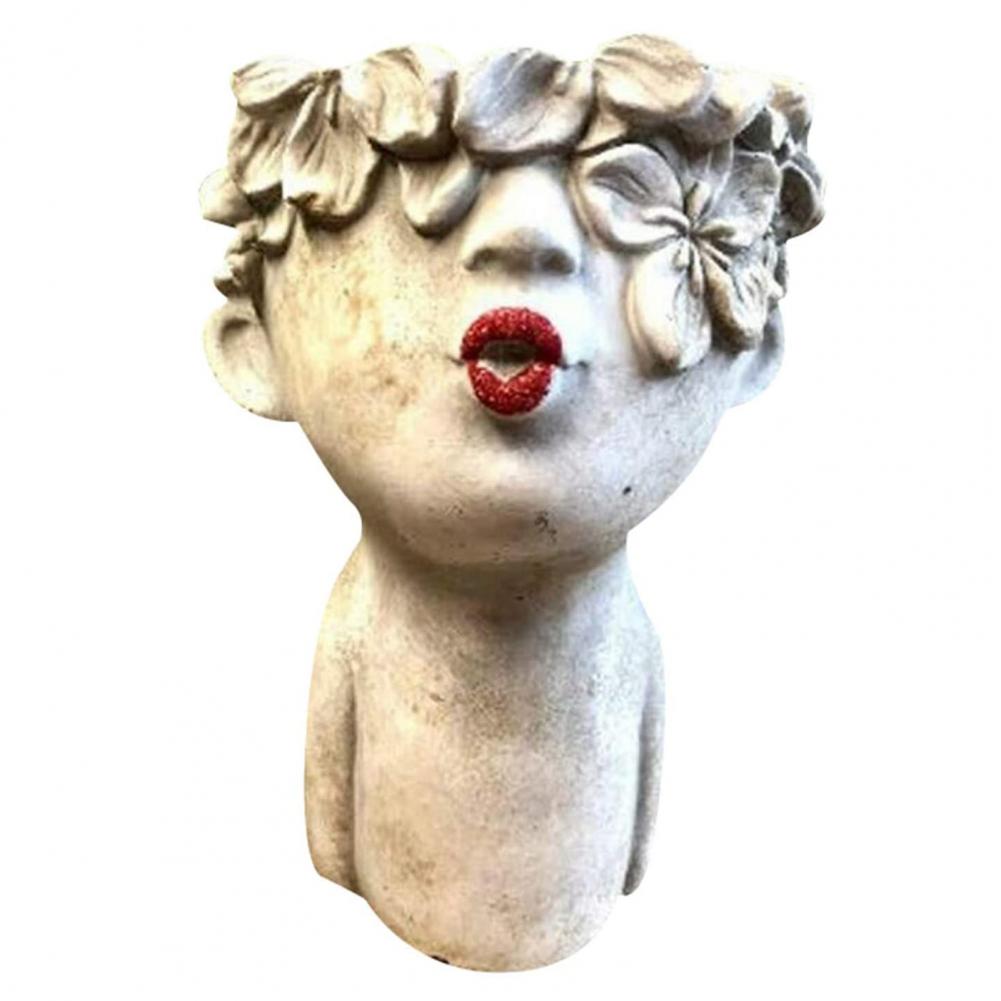 Bloempot Abstract Handgemaakte Hars Menselijk Hoofd Vaas Portret Sculptuur Multifunctionele Praktische Grappig Gezicht Planter Plant Potten