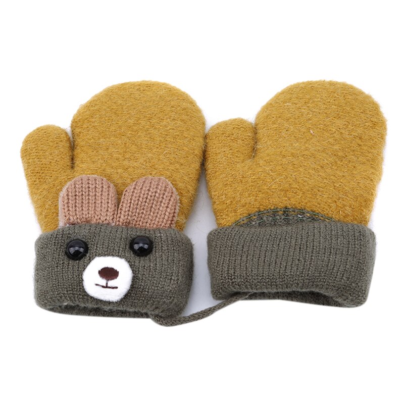 Arrivals Winter Cartoon Bear Patchwork Keep Warm Mittens Children Girls Boys Gloves 1-4 years
