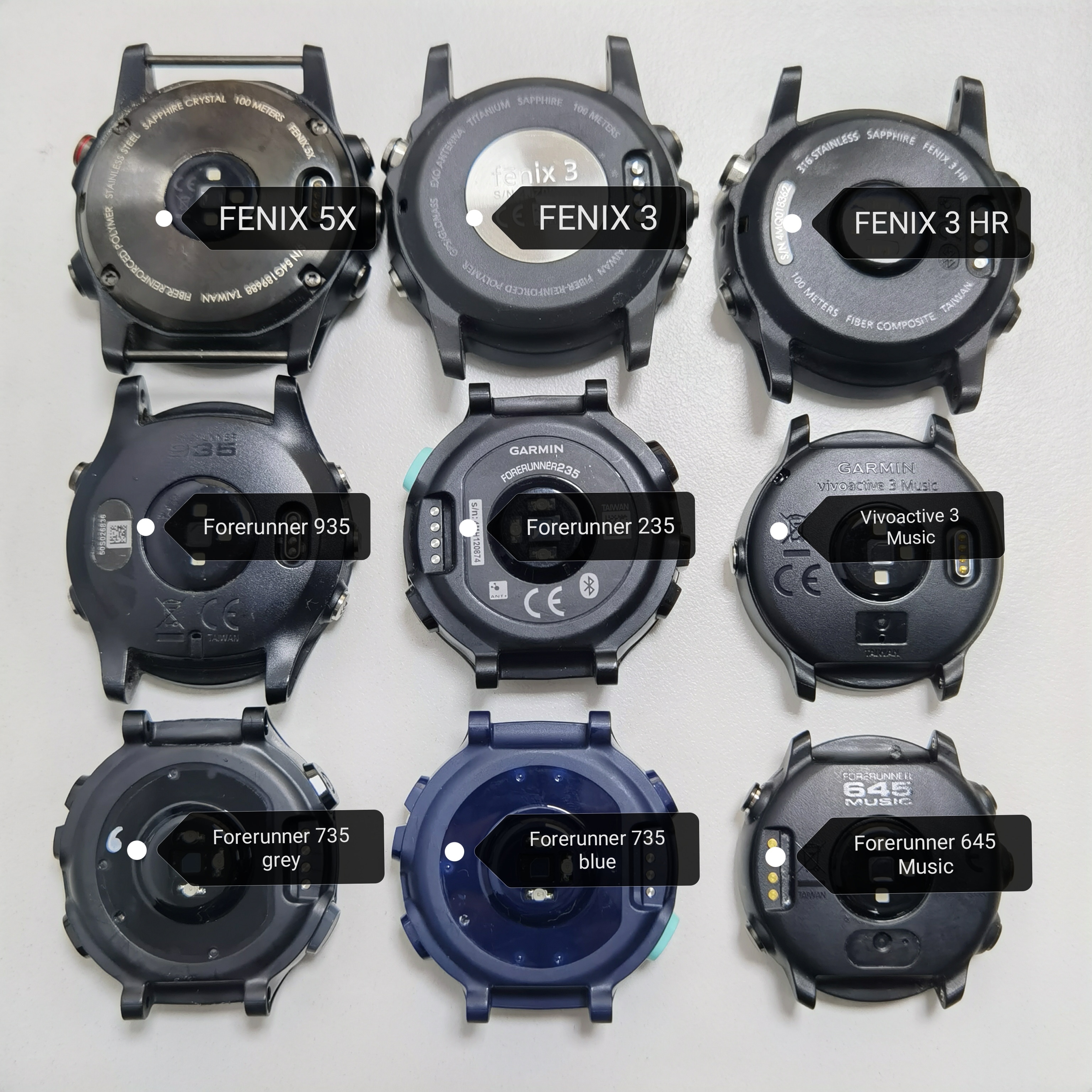 Montre connectée Garmin FENIX 3 HR/Fenix 5x/Forerunner coque arrière/235/645/735xt/Vivoactive 3 Music, sans batterie, 735