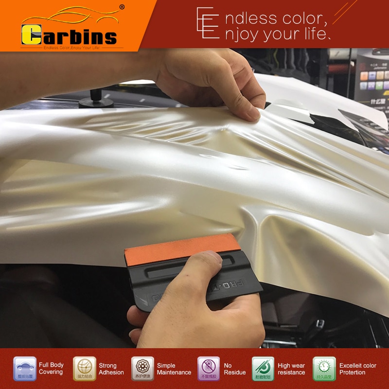 CARBINS Magnetic black squeegee with suede felt high wear resistance rubber scraper squeegee car tint film sticker wrap tool