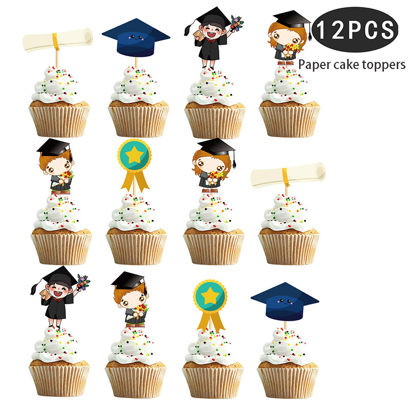 Guirlandes de chapeau de baccalauréat de remise de diplôme en or noir, guirlandes de casquette en papier pour les célébrations scolaires, décorations suspendues pour fête de remise de diplôme 2025: Rouge
