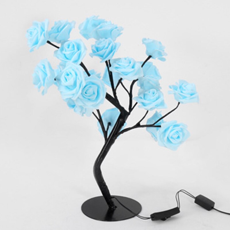 Lámpara de mesa con forma de rosa con flores y árbol de rosas para sala de estar y dormitorio SKD88