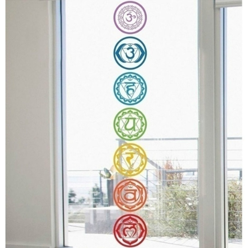 7pcs/set Chakras Vinyl Wall Stickers Mandala Yoga Om Meditation Symbol Wall Decals for Home Living Room/Yoga Studio Decoration