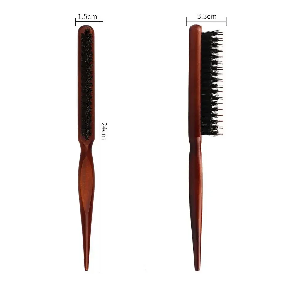 Salon Teasing Back Hair DIY Brushes Boar Bristle Wood Slim Line Comb Hairbrush Extension Hairdressing Styling Tools
