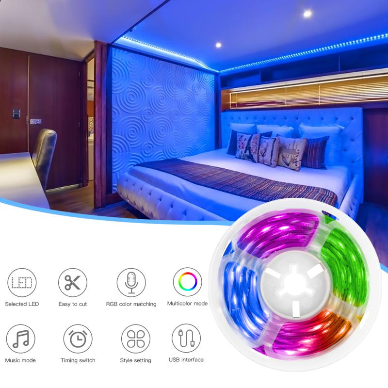 10Ft/ RGB LED Strip Lights Bluetooth app Controlled LEDs Music Sync Color Changing Built-in Mic Sensitive Color Changing