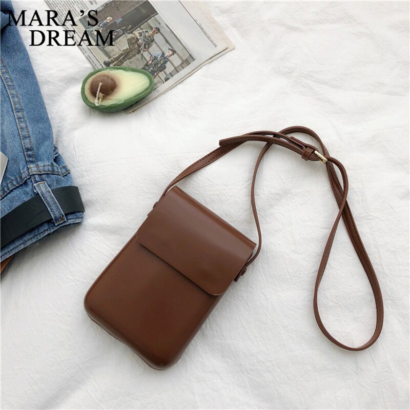 Mara's Dream Solid Color Women's Bag Shoulder Messenger Wild Simple Pu Leather Flip Vertical Small Square Bag