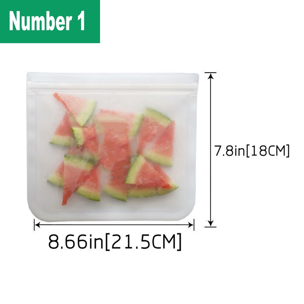 Silicone Food Storage Bag Eco-friendly Frosted Fresh-keeping Bags Refrigerator Fruit Snack Storage Containers Leakproof Top: number 1- 1pcs