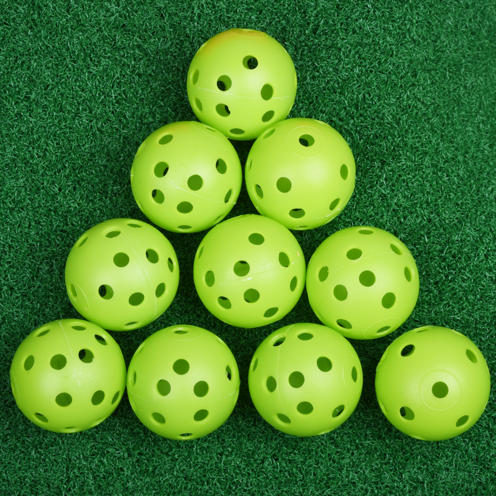 10Pcs 41mm Golf Training Balls Plastic Airflow Hollow with Hole Golf Balls Outdoor Golf Practice Balls Golf Accessories: Green  