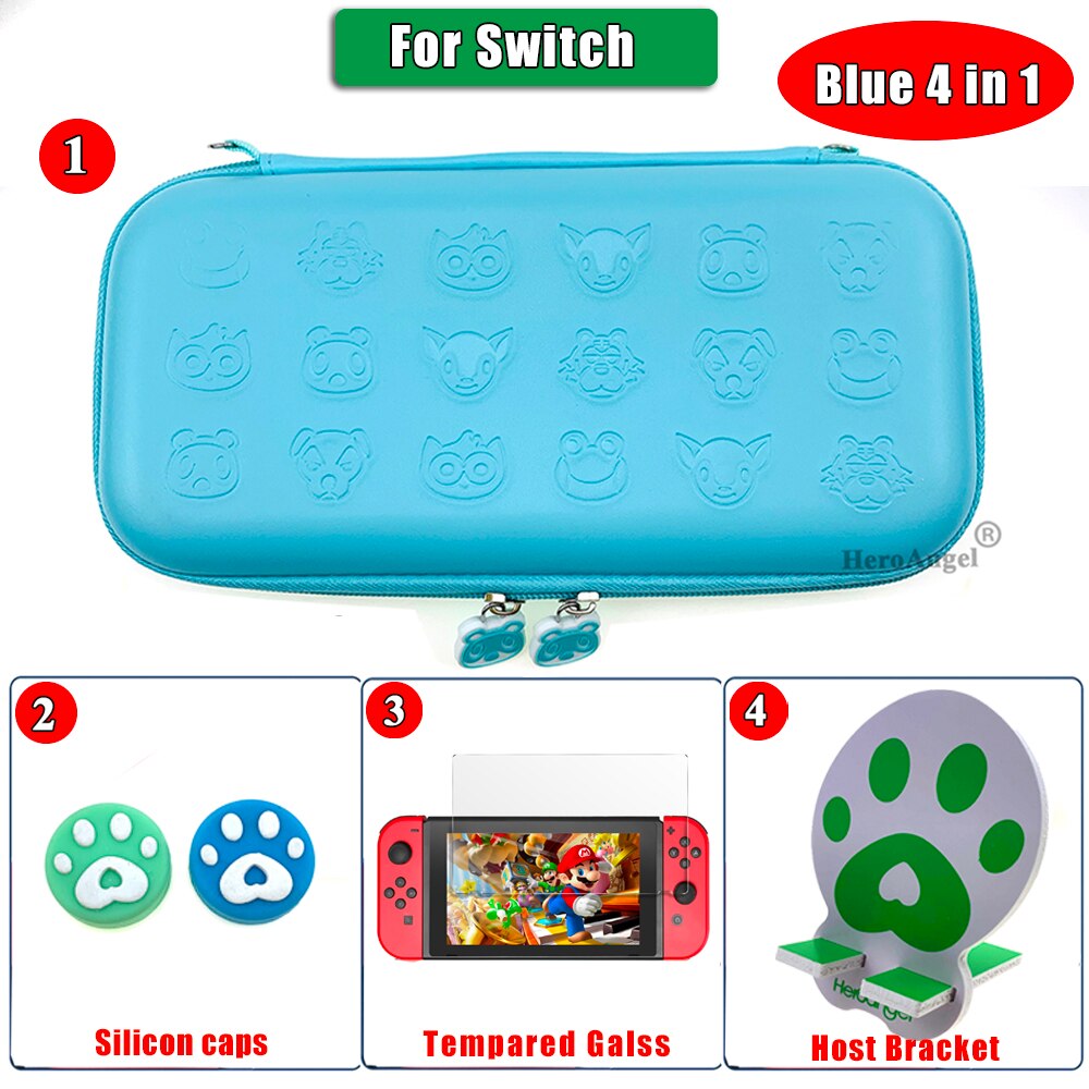 Per Nintend Interruttore Custodia protettiva Cute Cat Claw di Archiviazione Portatile Borsa Da Viaggio per Nitendo Interruttore/Interruttore Lite Console Accessorie: Switch Blue  4IN1  A