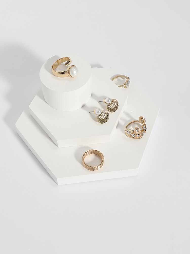 White Gypsum Jewelry Display Blocks Earrings Display Stand Rings Pendant Display Holder