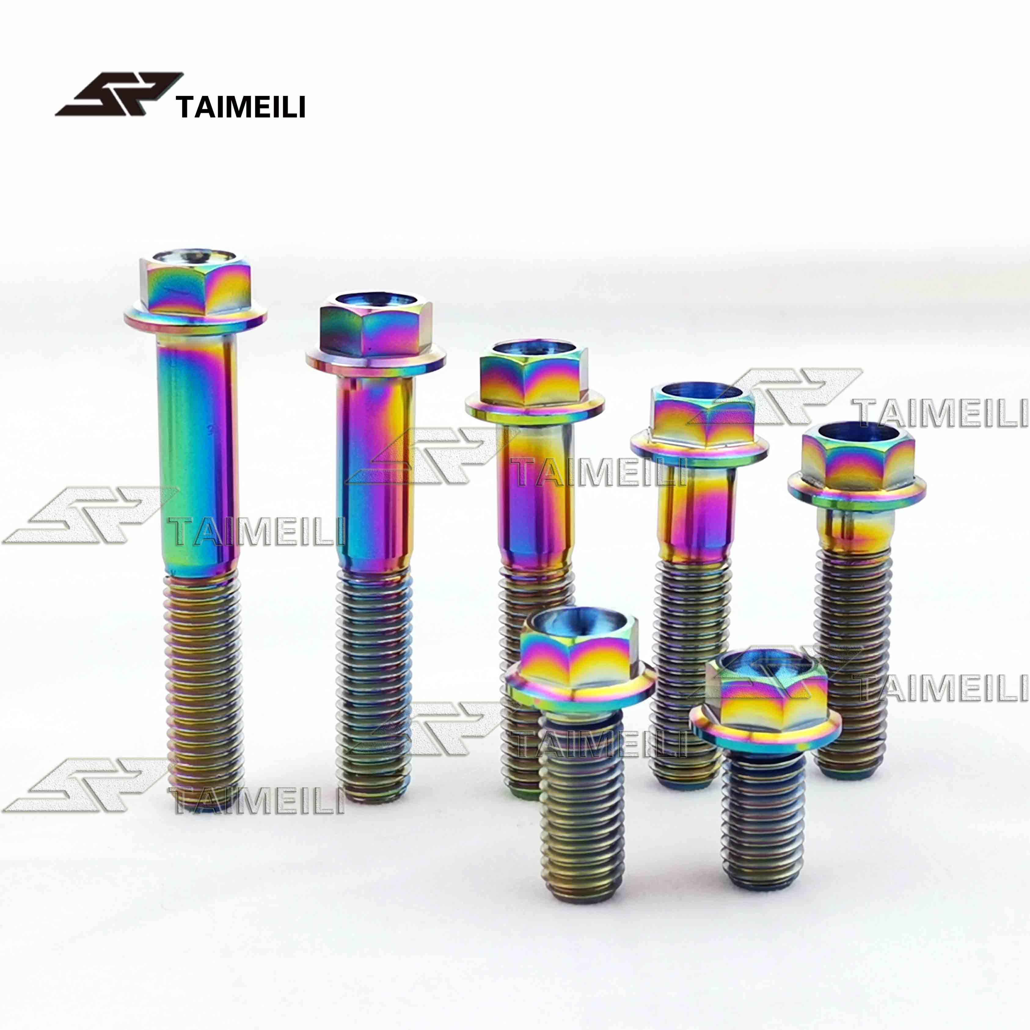 Vis Titanium Flying Spinning Fancy Pour Moto - M6 Longueurs 10 à 35mm - Lot Plat Tête