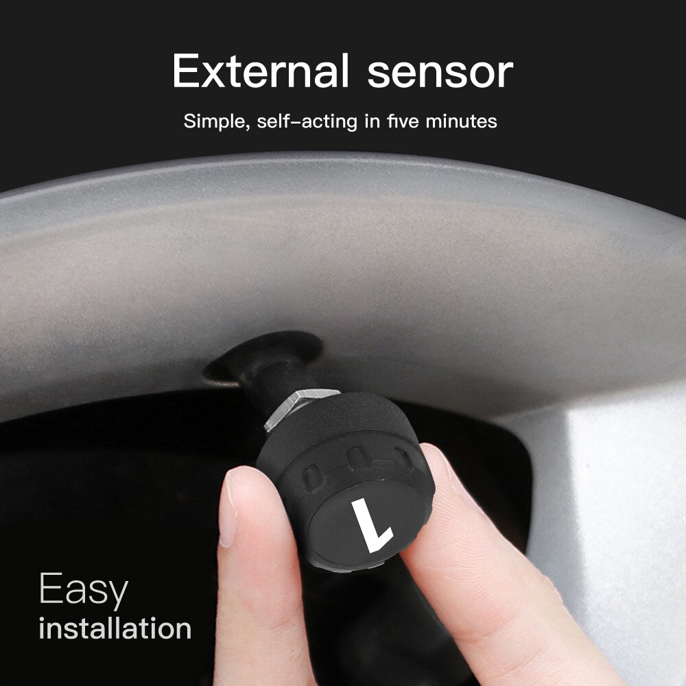 Tpms lastbil 6 dæk 6 stk ekstern sensor høj temperatur alarm dæktryk overvågningssystem dækmåler digital eksplosionssikker