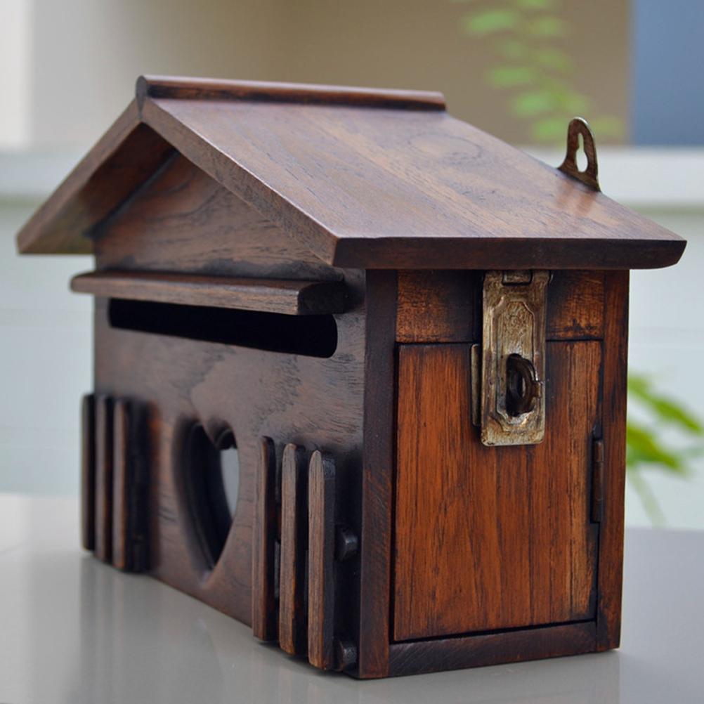 1 buzón de madera, buzón de correo exterior, caja de sugerencias a prueba de lluvia, caja de letra original para la empresa doméstica, 10x31x18,5 cm