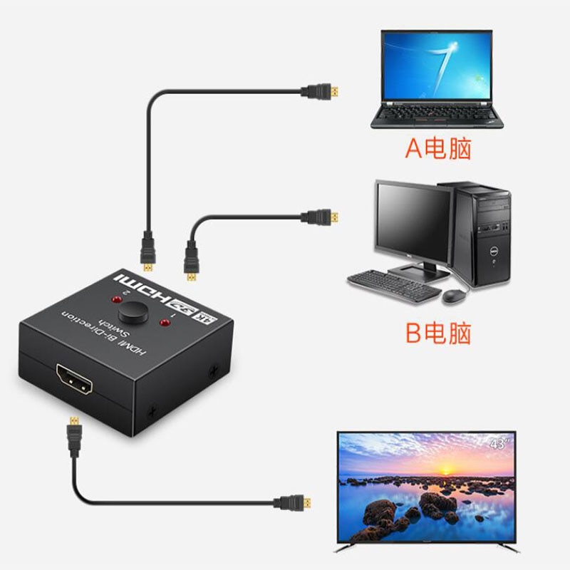 4K HDMI-Compatible Switch 2 Ports Bi-directional 1x2 / 2x1 HDMI-Compatible Switcher Splitter Supports Ultra HD 4K 1080P 3D HDR