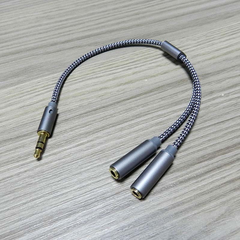 3.5mm hoofdtelefoon splitter verlengkabel audio stereo y splitter (hifi-geluid) 3.5mm 1 mannelijke naar 2 vrouwelijke splitter: Grey