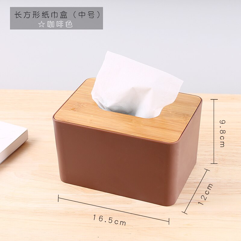 Bamboo Wood Tissue Box Rectangle Modern Style Home Multifunction Tissue Remote Control Container Organizer Kitchen Holdler: B--brown