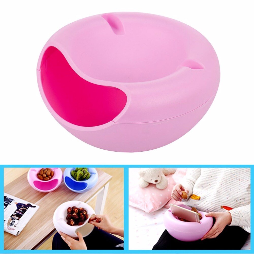 Plastique Double couche fruits secs Melon graines noix conteneurs collations stockage support de la boîte plat organisateur avec support de téléphone portable