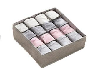 Opvouwbare Ondergoed Sokken Opbergdoos Wasbare Multi-grids Mesh organizer Voor Bras Knickers Thuis Garderobe Laden Organisatie: Light gray-16 grids