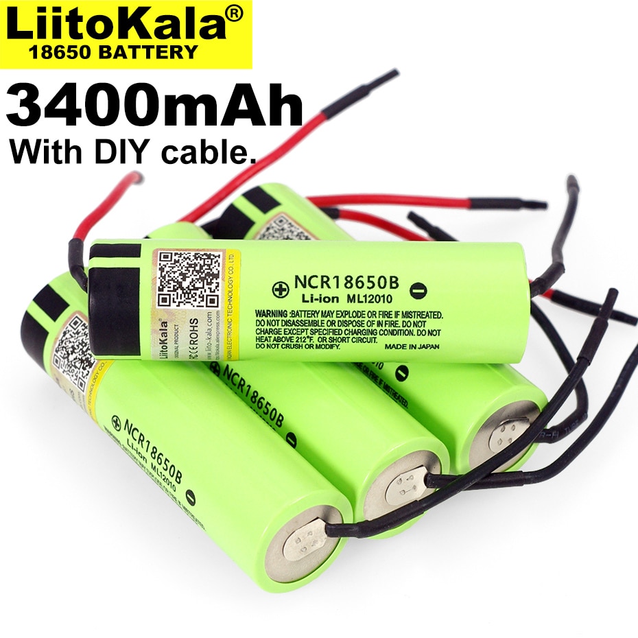 1-20 Pces Liitokala Original Novo Ncr18650b 3.7v 3400mah 18650 Bateria ...