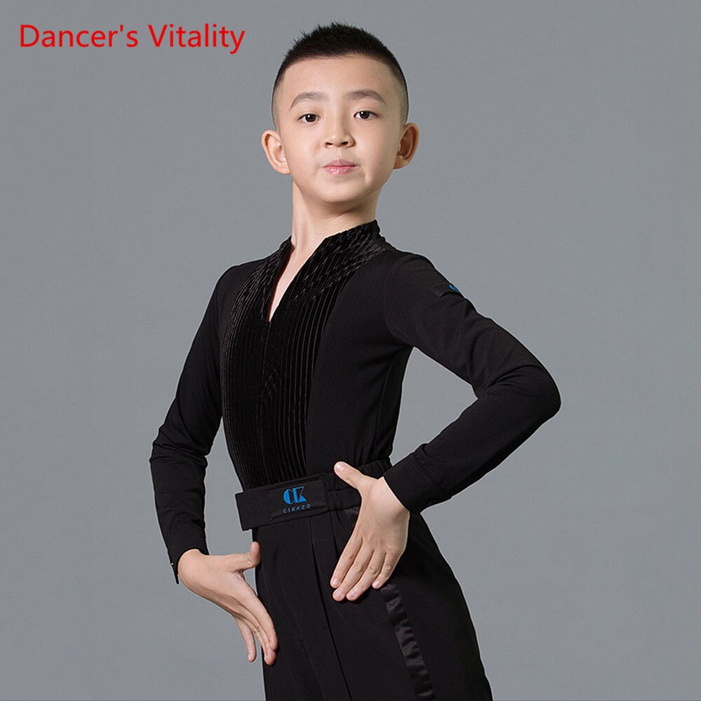 Latin Dance Boy Praktijk Kleren Herfst En Winter Stand Kraag Pak Kind Dansen Concurrentie Training Kleding