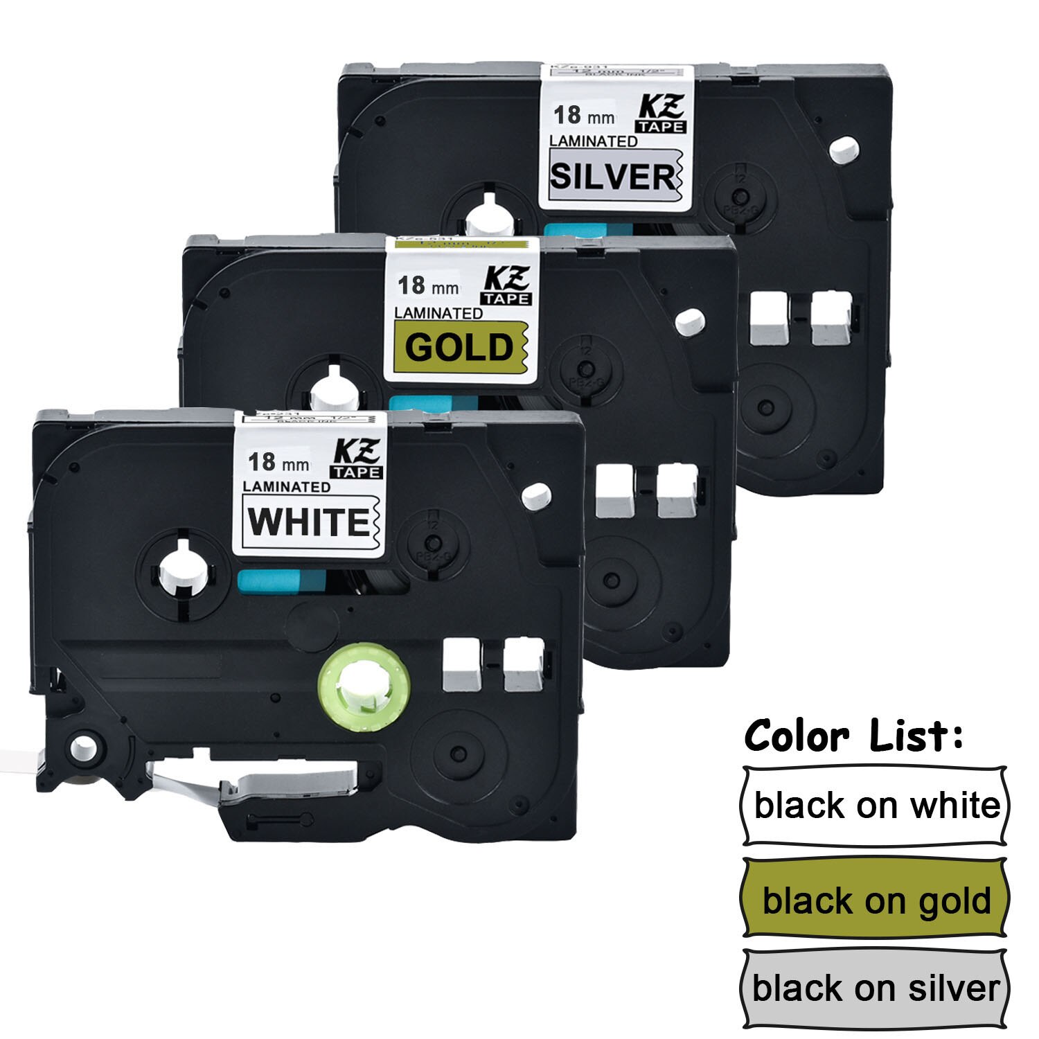 CIDY TZe Label Tape - 18mm TZe-241 Compatible for Brother P-touch PT-E500W PT-E100B: Set F