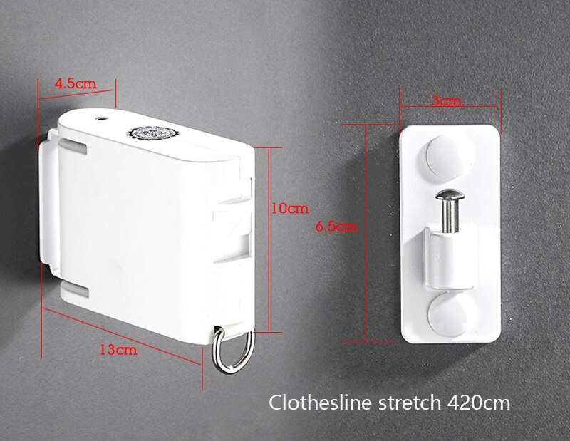 Indoor Outdoor Retractable Laundry Clothesline Wall Hanging Stretch Washing Clothes Line Shrinking Balcony Invisible Line