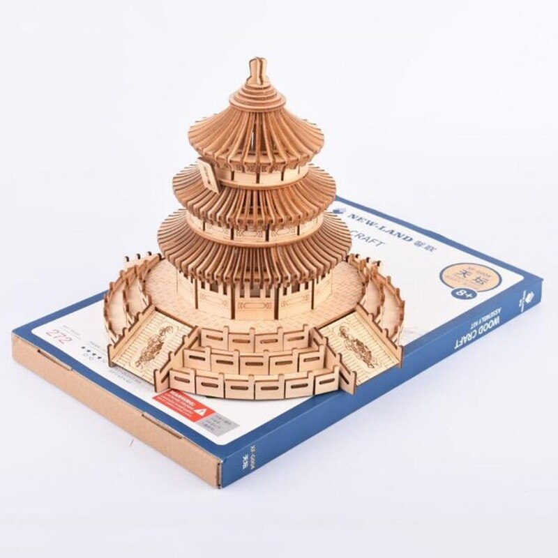 Houten puzzels, educatief speelgoed, doe-het-zelf tempel 3d, houten puzzels voor kinderen, volwassenen, kerstmis, verjaardag