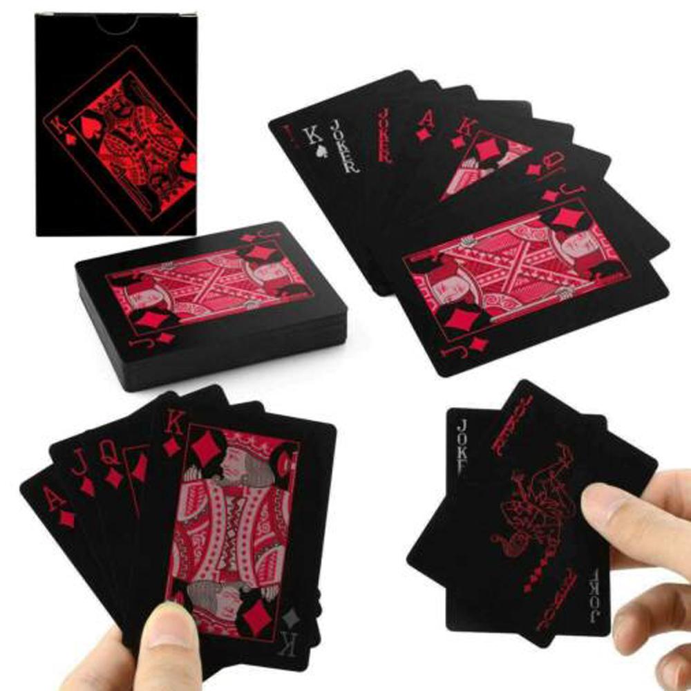 Playing Cards Educational Toys Water Resistant Black Playing Cards Plastic PVC Practical Magic Poker Gaming Card