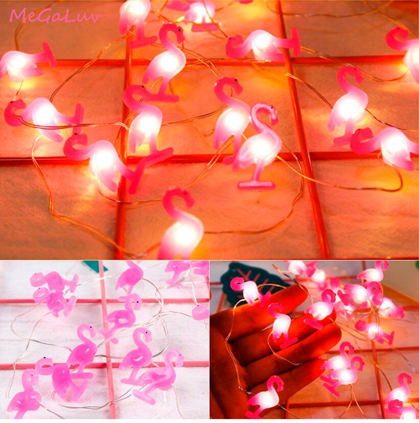 Guirnalda de luces 20 piezas luminosas hawaianas para decoración de fiestas, flamencos, unicornios, Cactus, suministros para LED en forma de piña