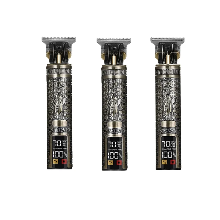 Coiffeur électrique avec affichage numérique LCD, chargement USB, batterie intégrée de grande capacité, longue durée de vie, sculpture, rasoir Bergame, populaire: kaki foncé