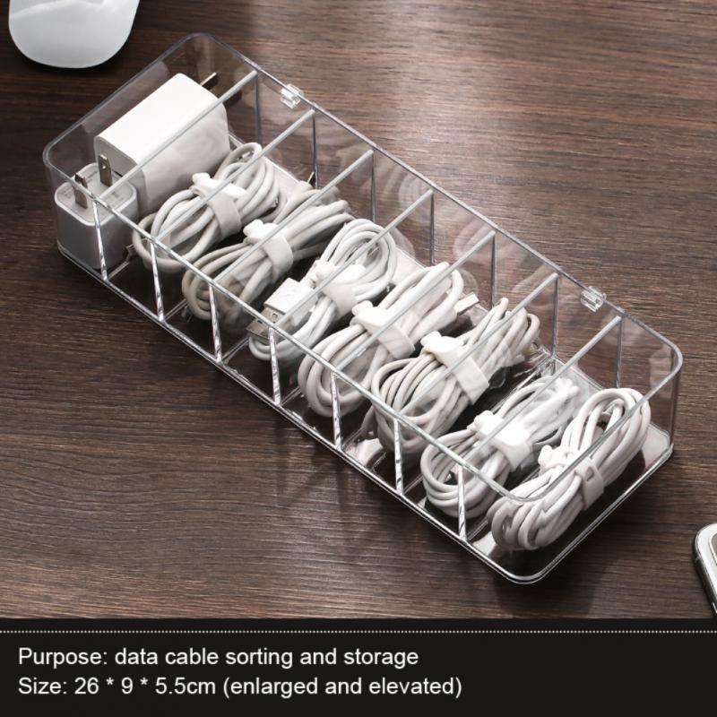 Dustproof storage box hub sorting box desktop data cable storage box mobile phone charging cable power cord buckle: Yellow