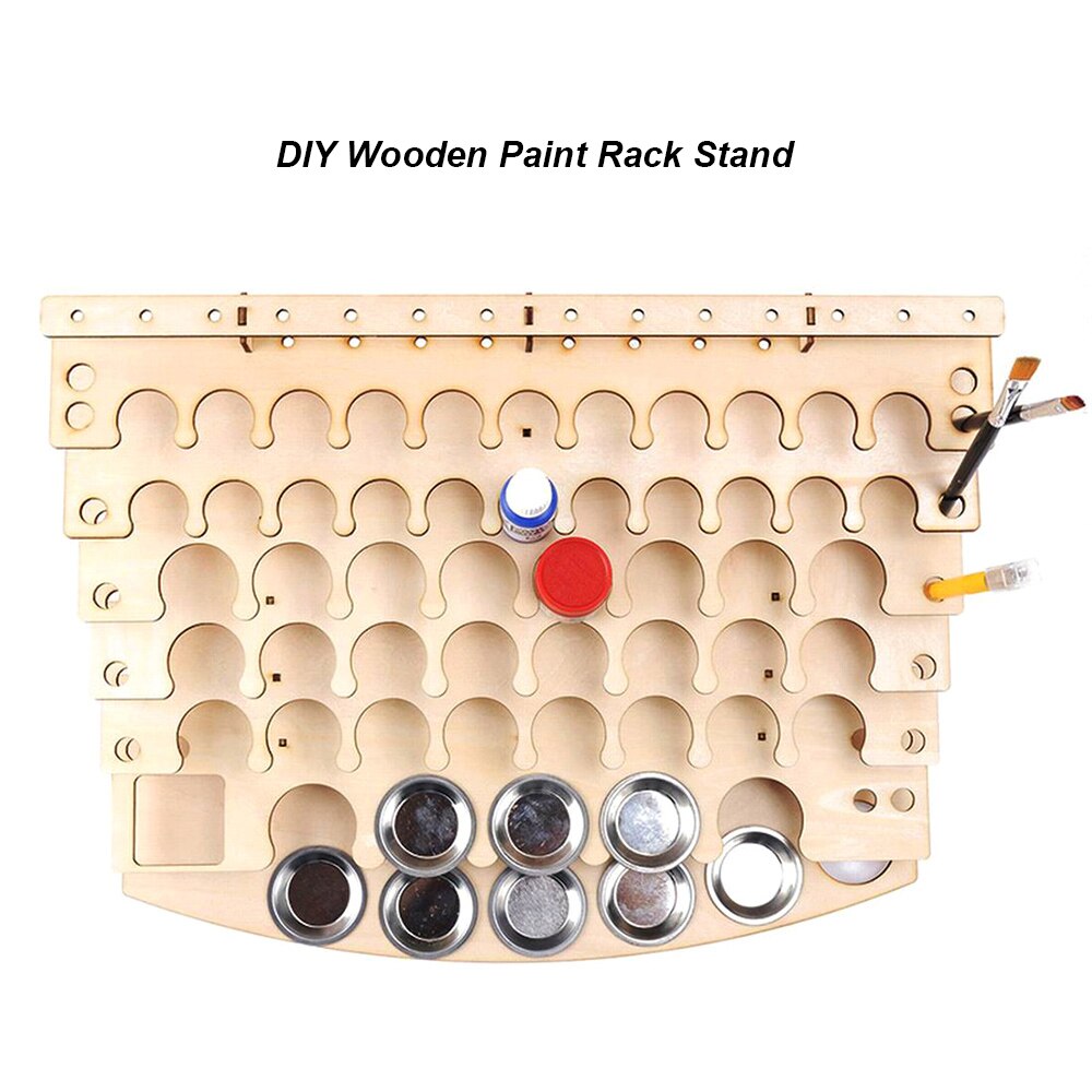 Estante de madera para pintura, soporte de almacenamiento para botellas de tinta de pintura, organizador de pigmentos, soporte para pinturas, pinceles, soporte para herramientas