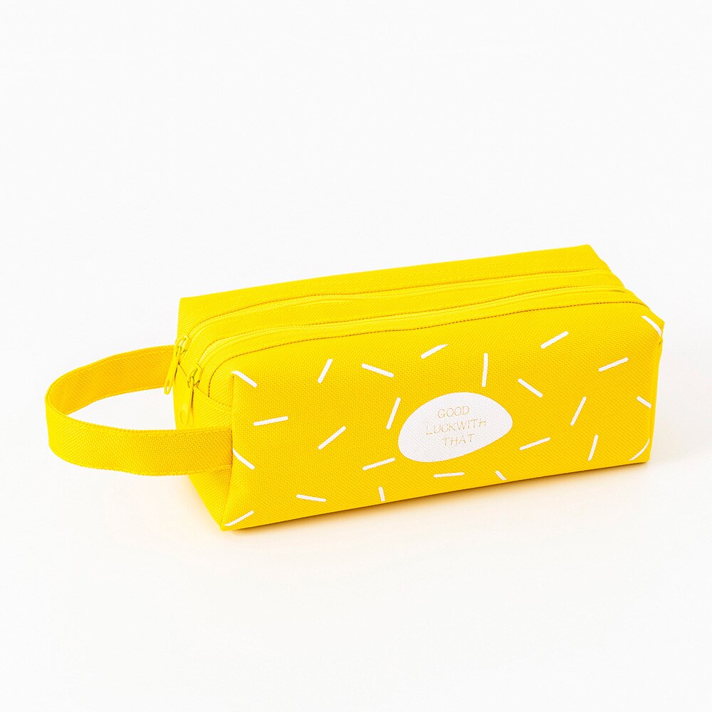 Okkid student school etui schattige gele roze blauwe etui dubbele laag draagbare schrijfwaren tas voor kinderen schoolproducten: Geel