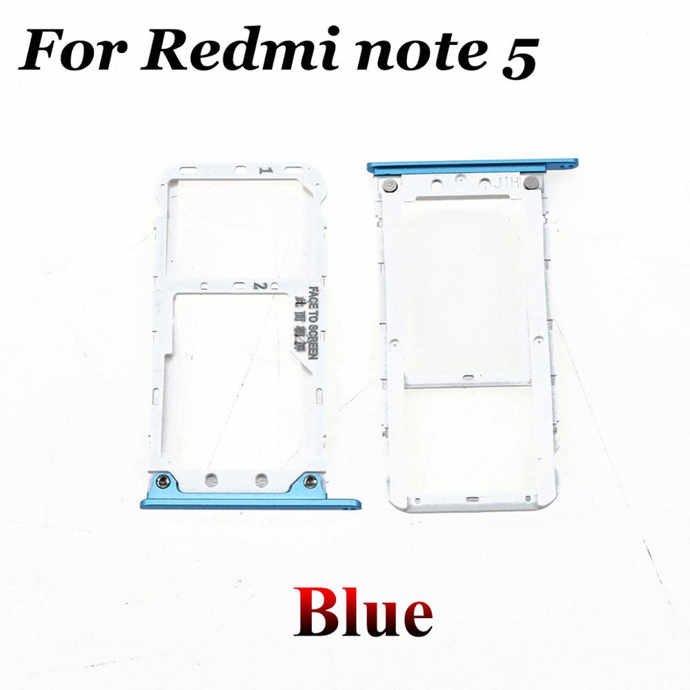 YuXi Voor Xiaomi Redmi 5 Sim-kaart Lade SIM Card Holder Adapter voor Xiaomi Redmi note 5 note5 Sim-kaart slot Miscro SD TF Kaart Lade: Note 5-Blue