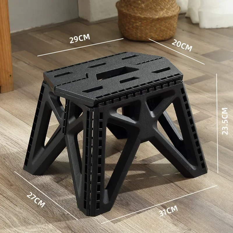 Kleiner Hocker für den Außenbereich, tragbarer Klapphocker, hohe Tragfähigkeit, langlebig, kleiner Stuhl, Angelhocker, Strandhocker, Campinghocker: Black