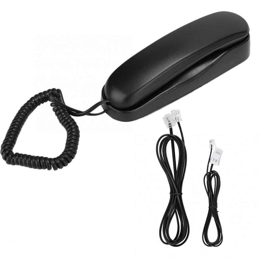 Fixed Landline Smart Telephone Portable KXT-433 Mini Phone English Foreign Trade Hanging Telephone Push Button Phone Black: Default Title