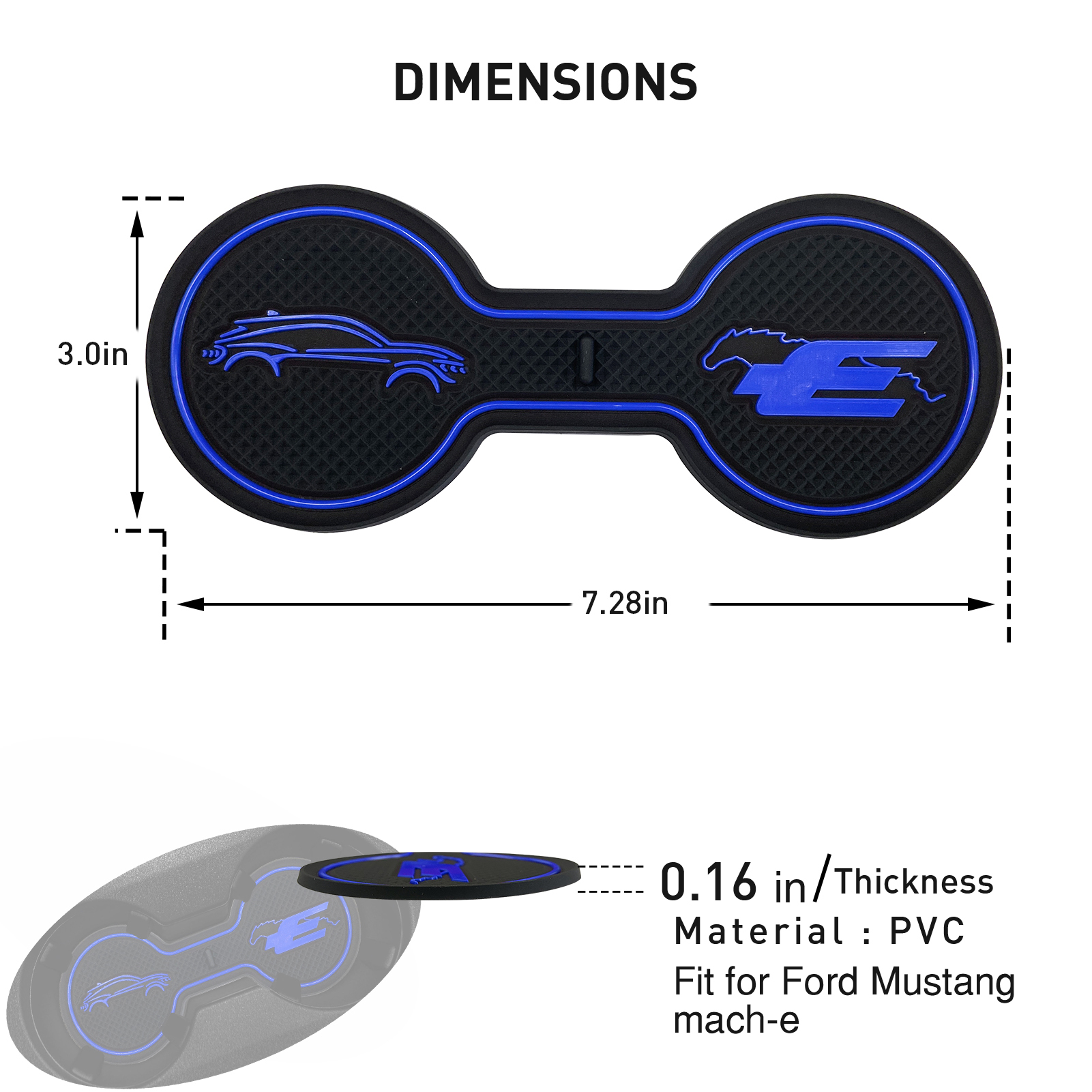 Halkfri mugghållare för mustang mach-e gt år halkfri matta fickmatta invändig mugghållare