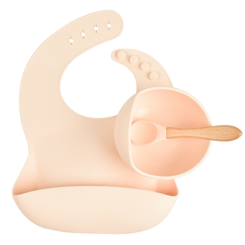 1set Silicone Bib Feeding Set Baby Bowl Tableware Waterproof Spoon Non-Slip BPA Free Silicone Portable Tableware for Children: Y4