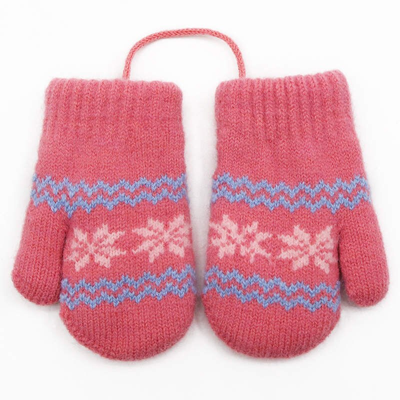 Balleenshiny Winter Kids Gloves Children&#39;s Small Snowflake Alpaca Wool Thick Warm Knitted Mittens Newborn Baby Gloves
