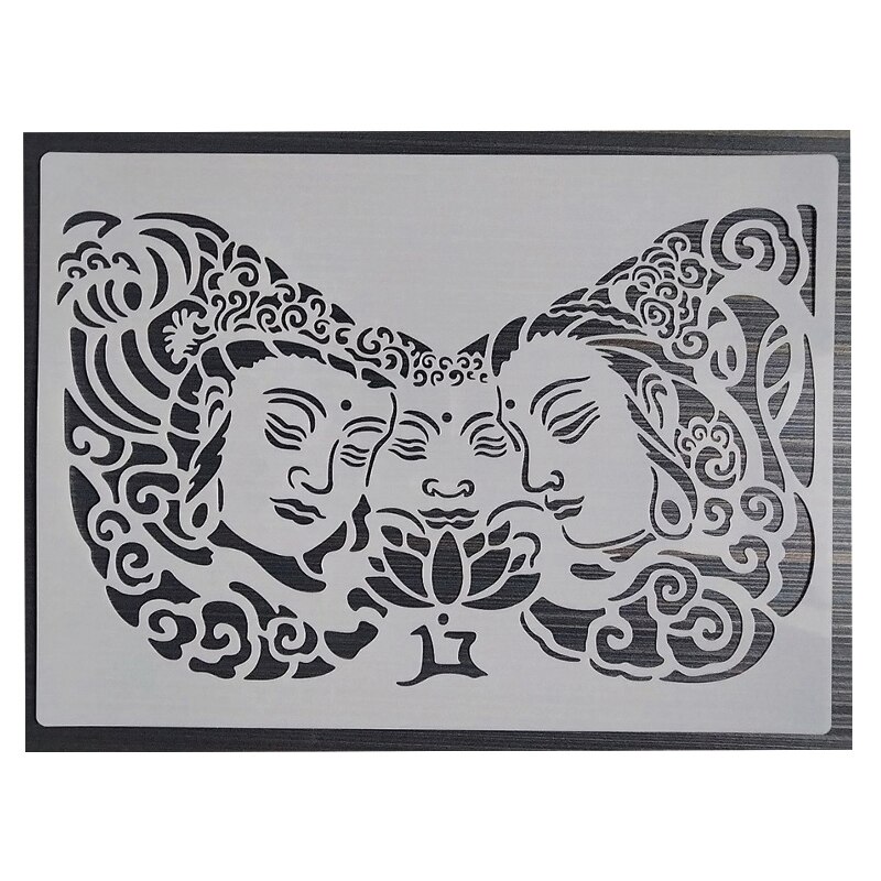 Pochoirs de bricolage 21x29Cm, 1 pièce, tête de bouddha, pour peinture murale, meubles, Scrapbook, coloration, gaufrage, Album, modèle décoratif: E23