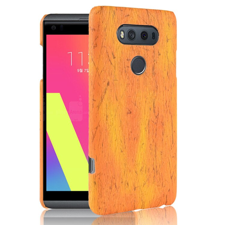 Nuovo per LG V20 Caso 5.7 pollice dell'UNITÀ di elaborazione di Legno del grano del Cuoio mobile custodia per armi di conchiglia per LG V20/LGV20 F800 H990ds F800L sacchetto del telefono caso: arancia