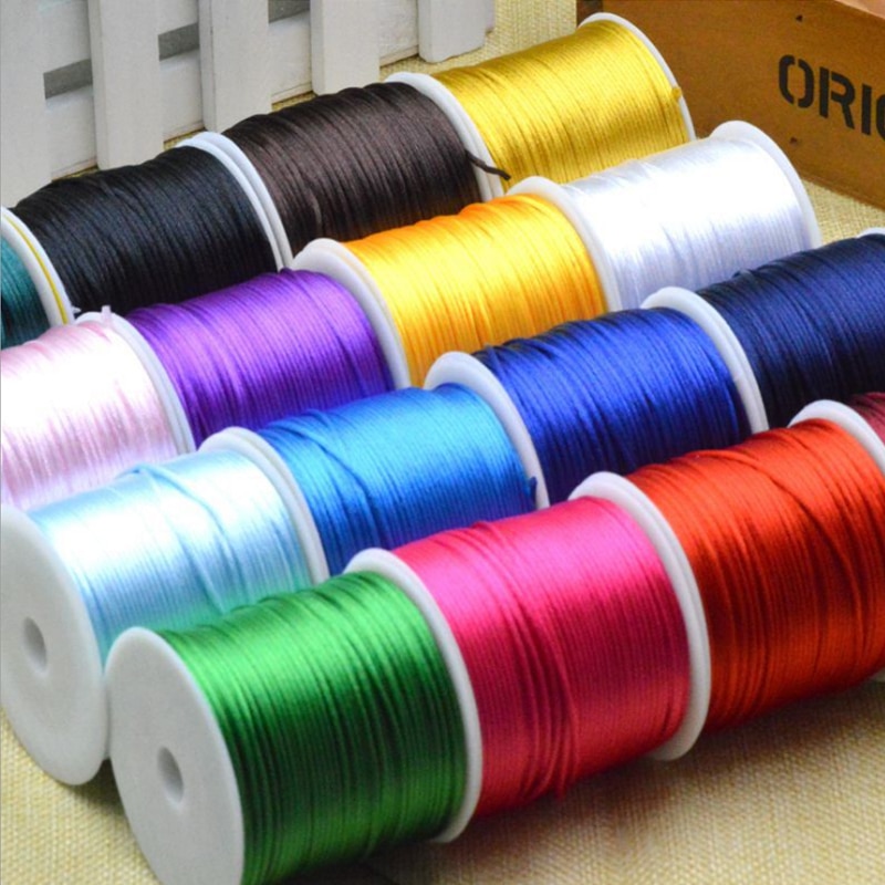 55m 1.5mm mjuk satin råttsvans siden makrame sladd nylon halsband smycken fynd vaxad sladd strängtråd för gör-det-själv armband